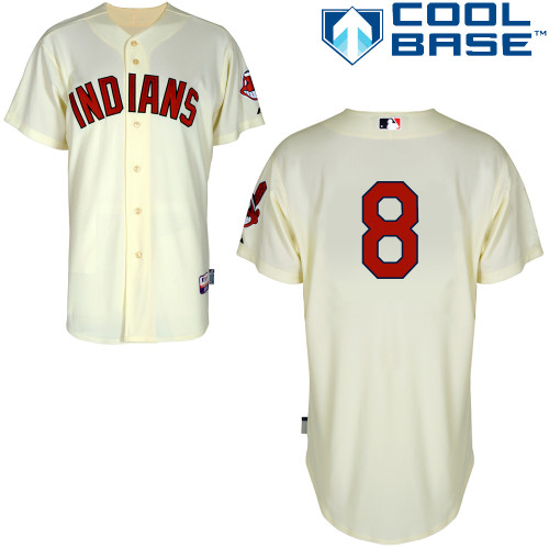 Lonnie Chisenhall #8 MLB Jersey-Cleveland Indians Men's Authentic Alternate 2 White Cool Base Baseball Jersey